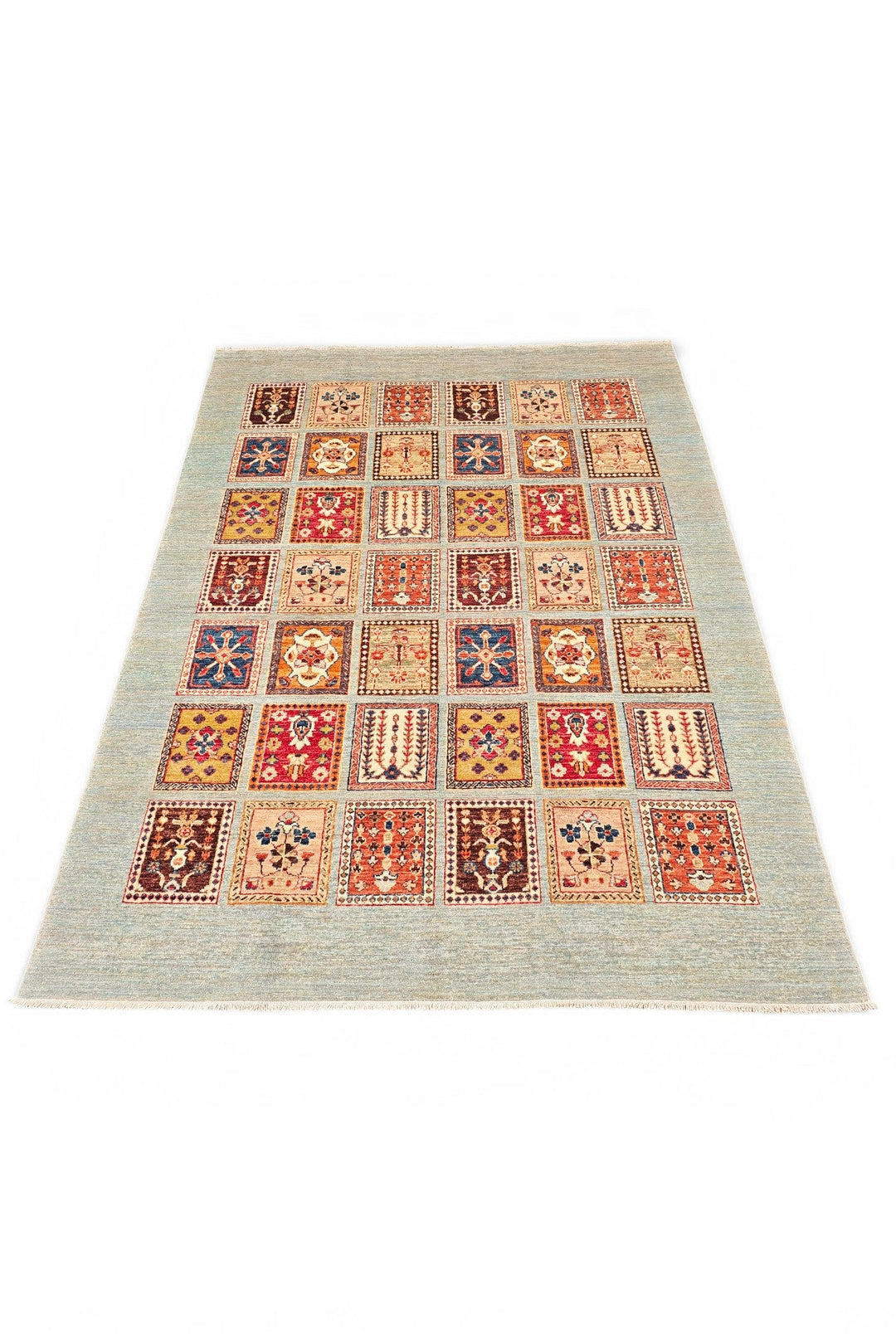 Multicolour Garden-Panel Ghazni, Hand-Knotted Afghan Wool Rug