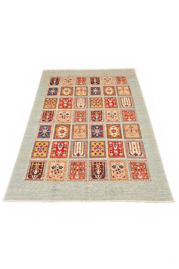 Multicolour Garden-Panel Ghazni, Hand-Knotted Afghan Wool Rug