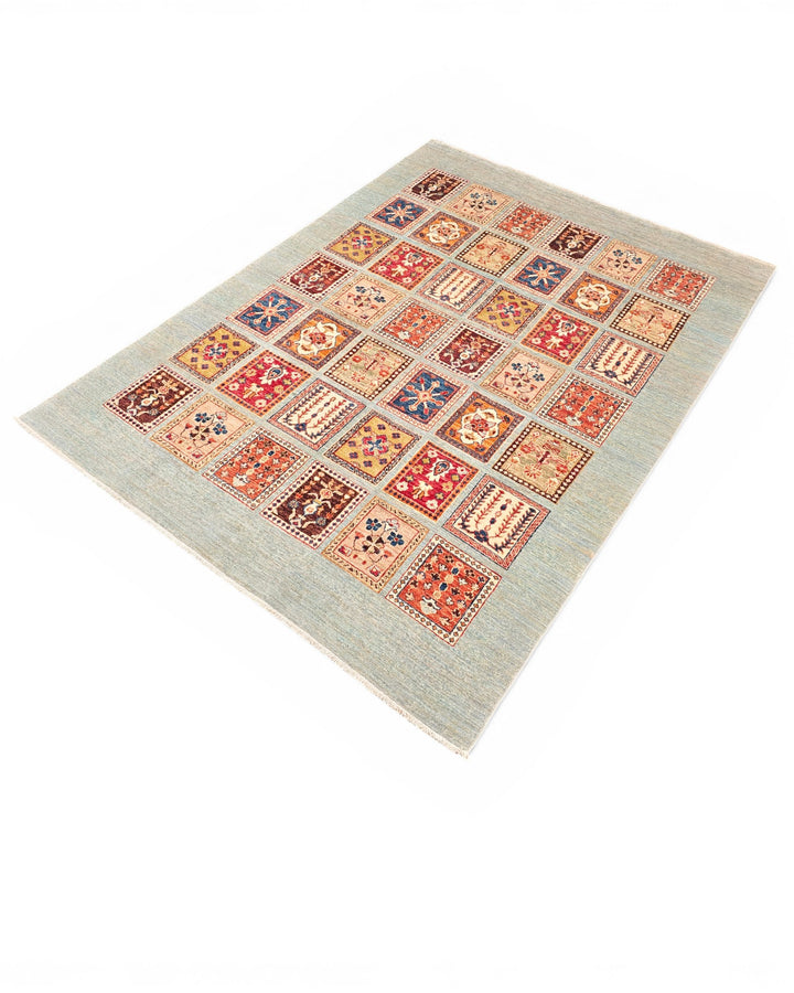 Multicolour Garden-Panel Ghazni, Hand-Knotted Afghan Wool Rug