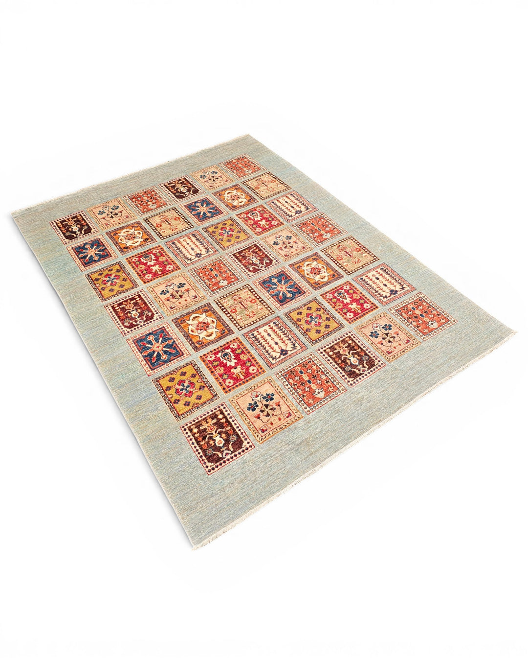 Multicolour Garden-Panel Ghazni, Hand-Knotted Afghan Wool Rug