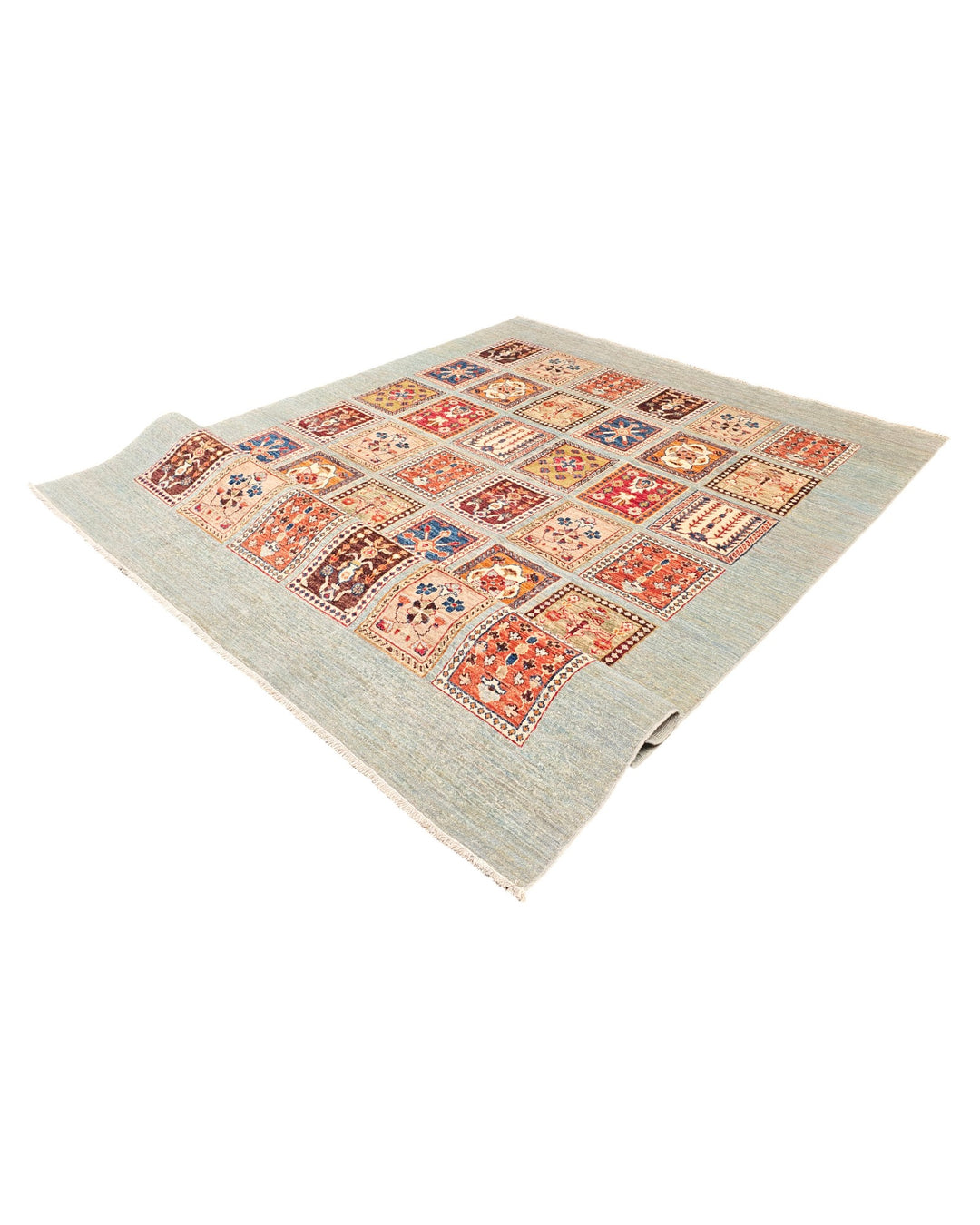 Multicolour Garden-Panel Ghazni, Hand-Knotted Afghan Wool Rug