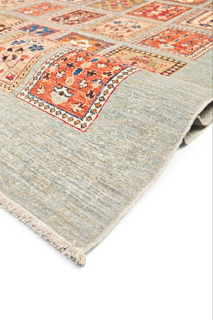 Multicolour Garden-Panel Ghazni, Hand-Knotted Afghan Wool Rug