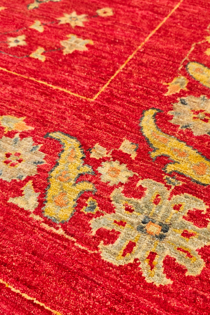 Red &amp; Gold Medallion Ghazni, Hand-Knotted Afghan Wool Rug