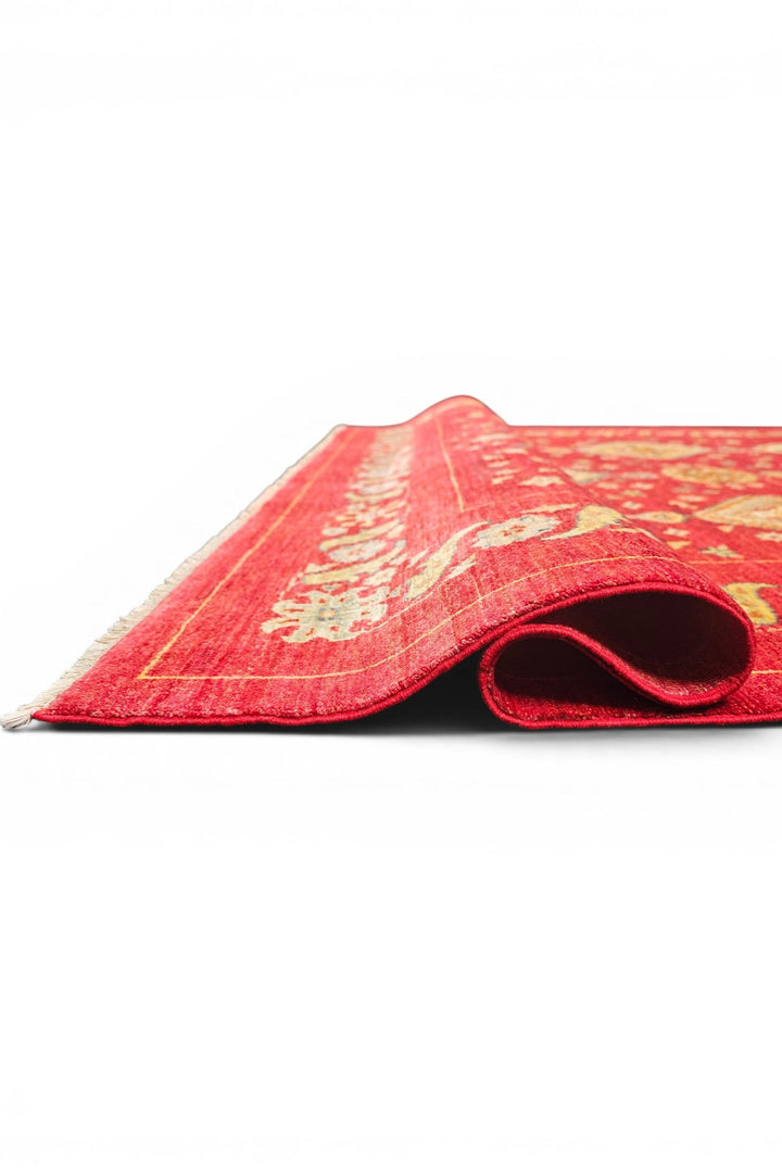Red &amp; Gold Medallion Ghazni, Hand-Knotted Afghan Wool Rug