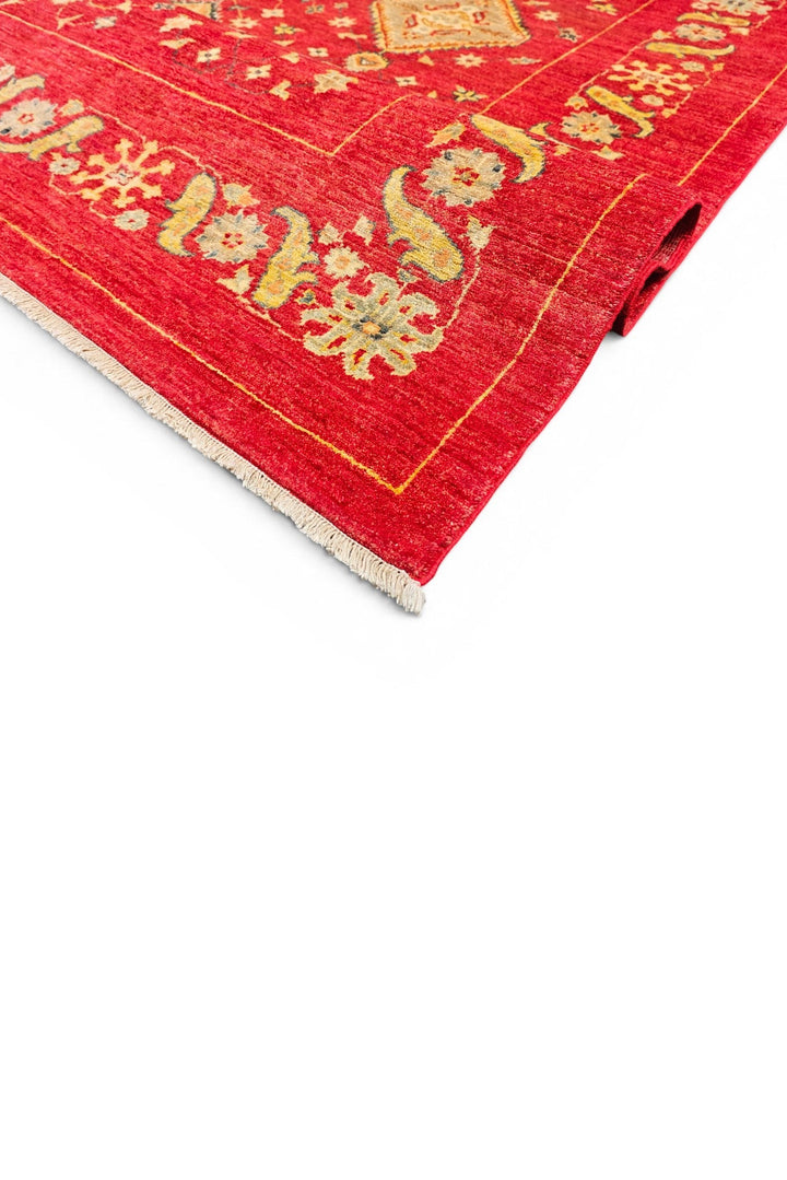 Red &amp; Gold Medallion Ghazni, Hand-Knotted Afghan Wool Rug