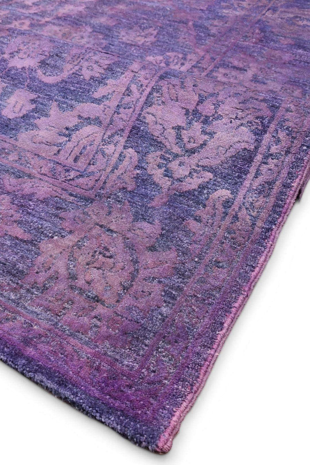Purple Floral Ghazni, Hand-Knotted Afghan Wool &amp; Silk Rug