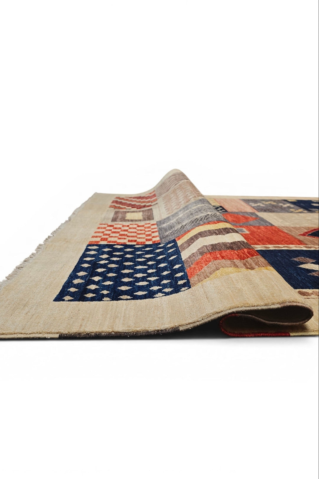 Multicolour Patchwork Ghazni, Hand-Knotted Afghan Wool Rug
