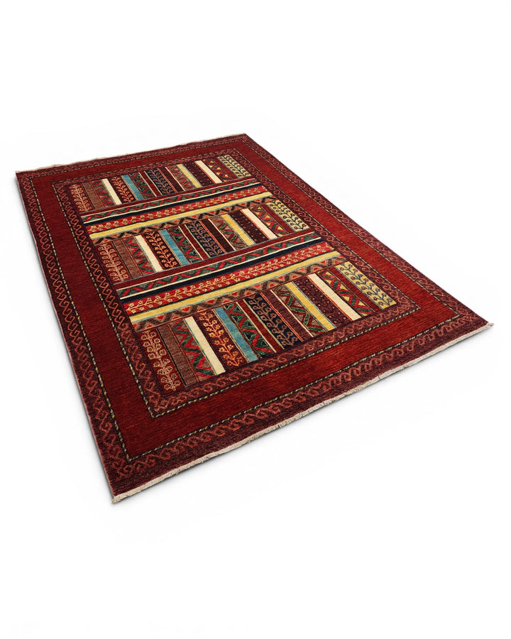 Multicolour Tribal Stripe Ghazni, Hand-Knotted Afghan Wool Rug