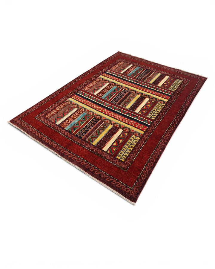 Multicolour Tribal Stripe Ghazni, Hand-Knotted Afghan Wool Rug