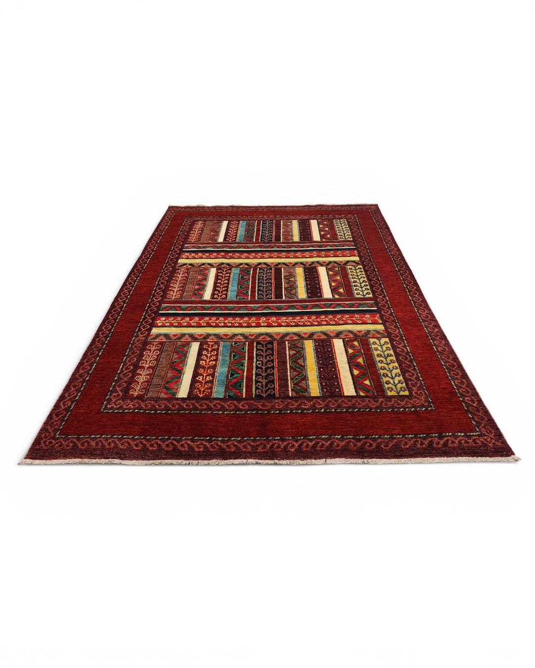 Multicolour Tribal Stripe Ghazni, Hand-Knotted Afghan Wool Rug