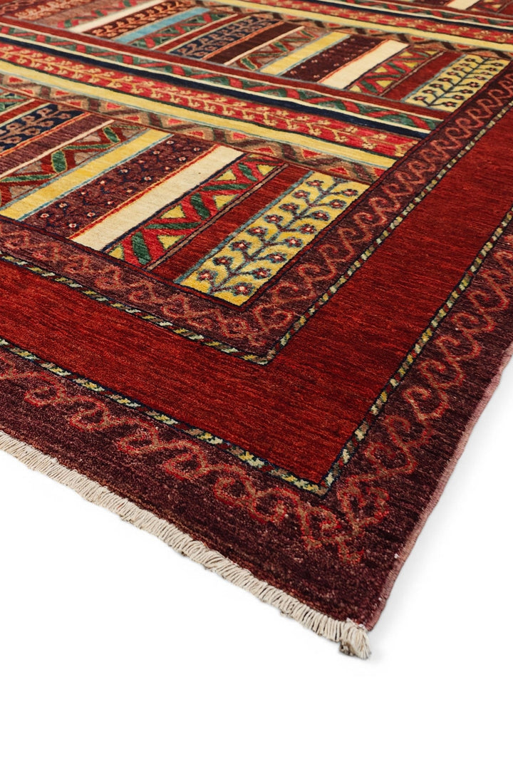Multicolour Tribal Stripe Ghazni, Hand-Knotted Afghan Wool Rug