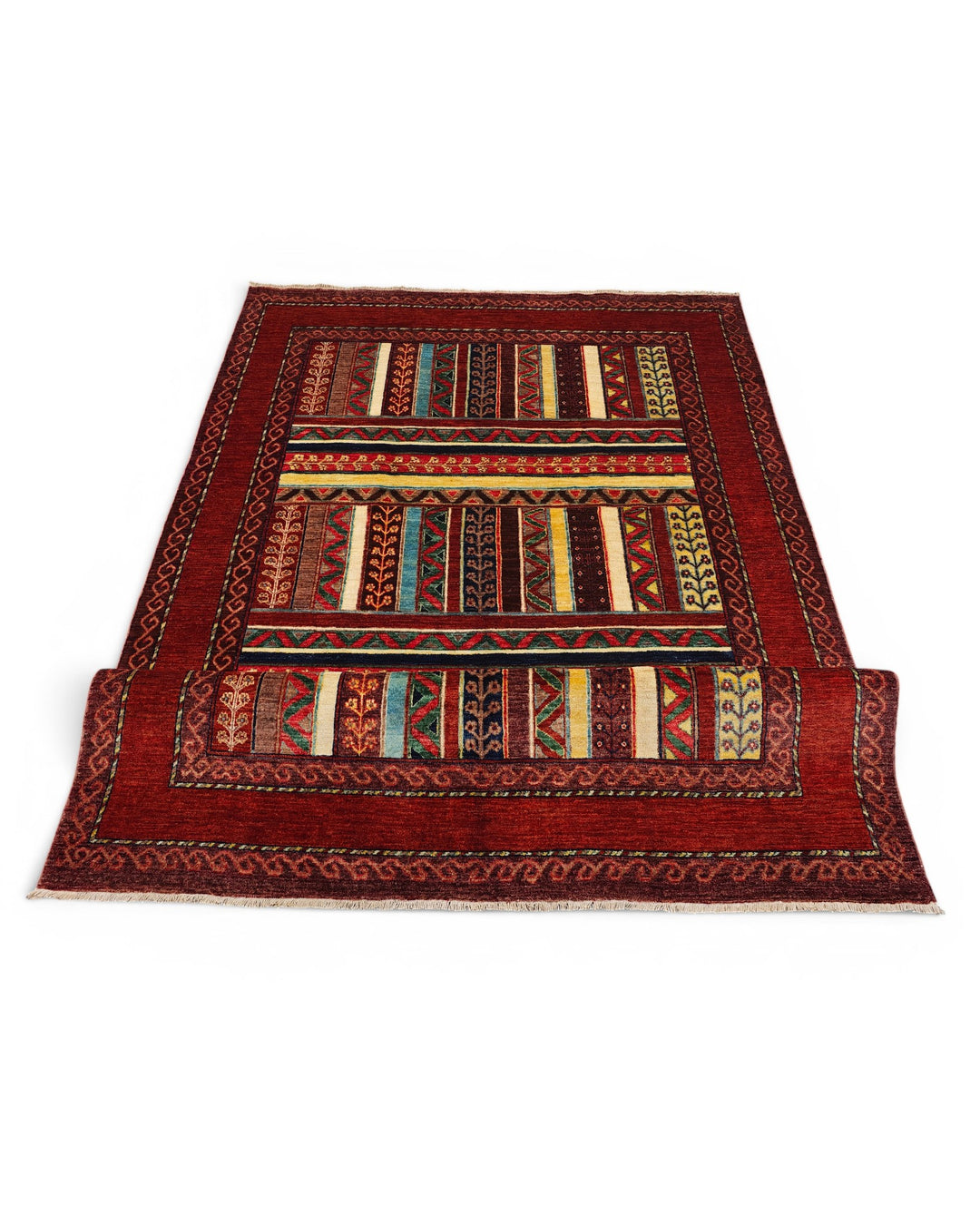 Multicolour Tribal Stripe Ghazni, Hand-Knotted Afghan Wool Rug