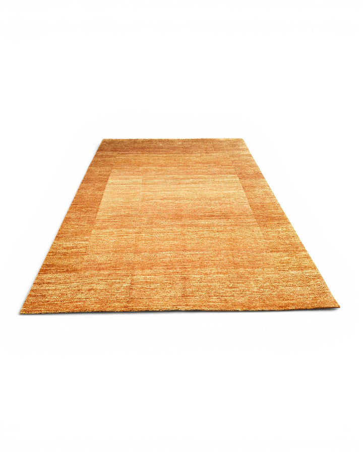 Amber Gold Bordered Ghazni, Hand-Knotted Afghan Wool Rug