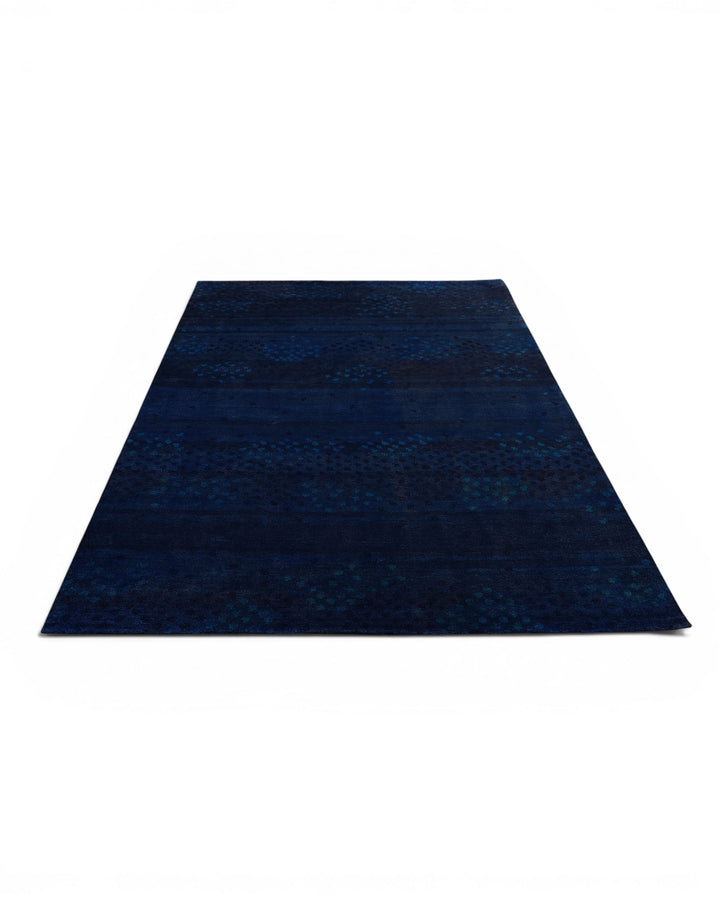 Midnight Navy Gabbeh, Hand-Knotted Afghan Wool Rug