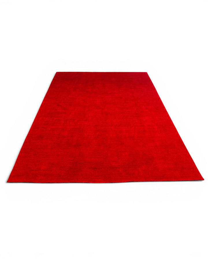 Crimson Red Plain Ghazni, Hand-Knotted Afghan Wool Rug