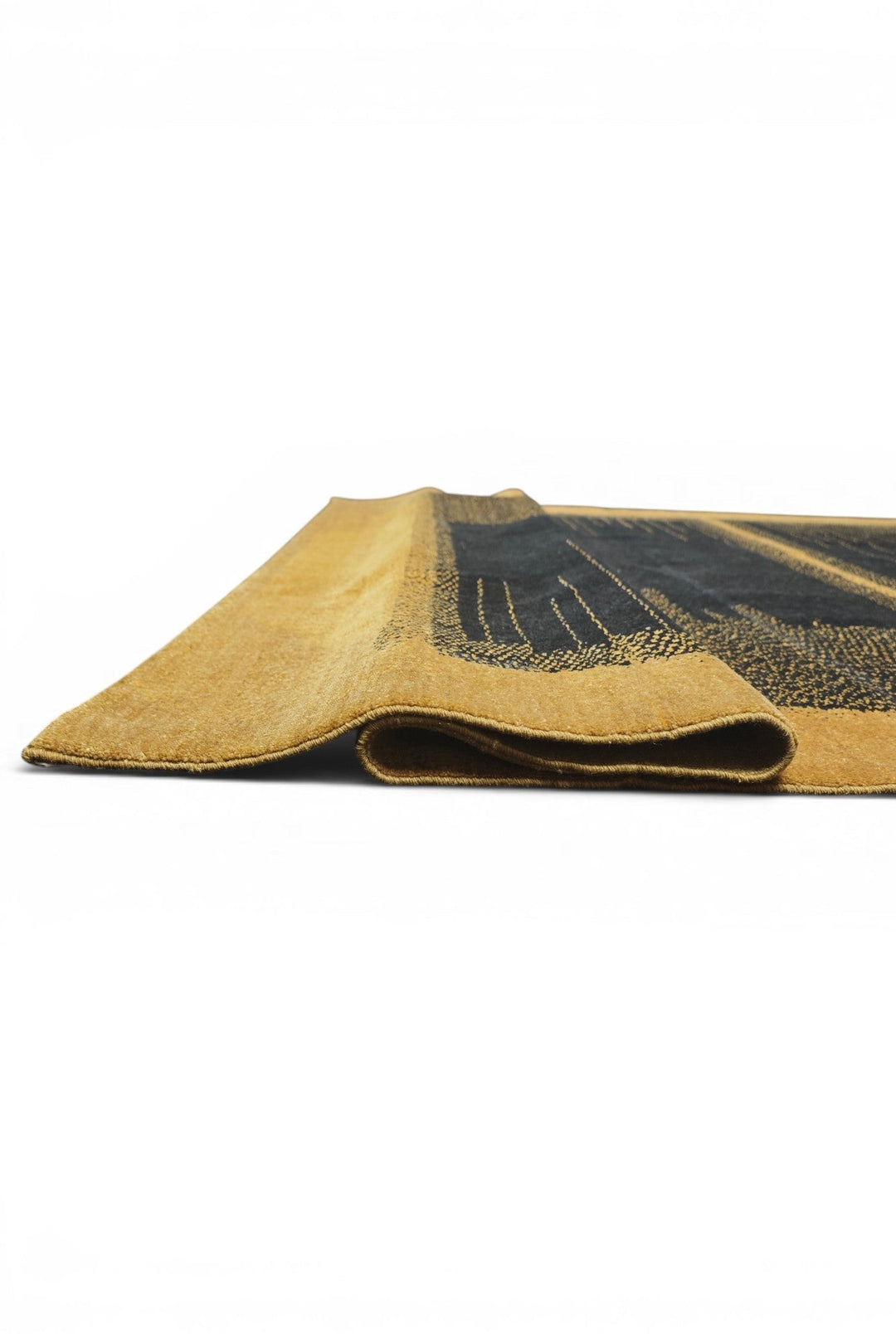 Gold &amp; Black Abstract Ghazni, Hand-Knotted Afghan Wool Rug