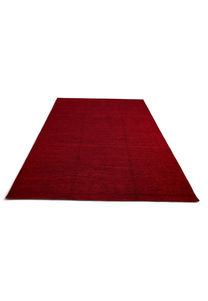 Madder Red Plain Ghazni, Hand-Knotted Wool Rug