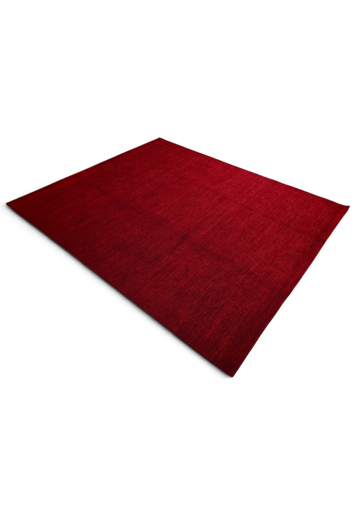 Madder Red Plain Ghazni, Hand-Knotted Wool Rug
