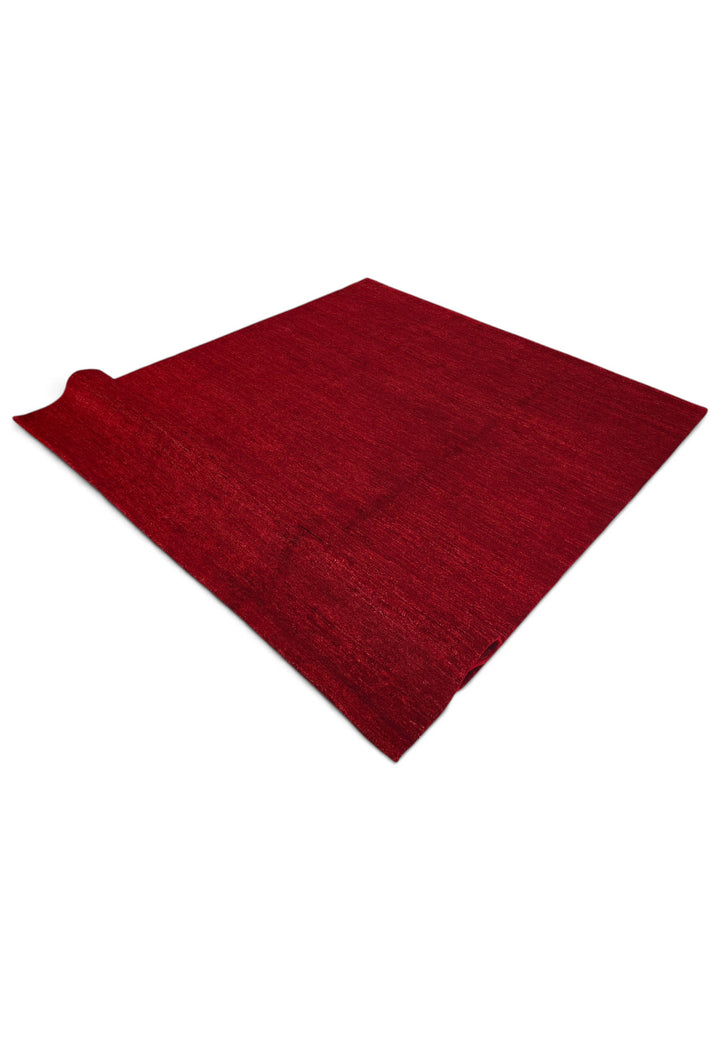 Madder Red Plain Ghazni, Hand-Knotted Wool Rug