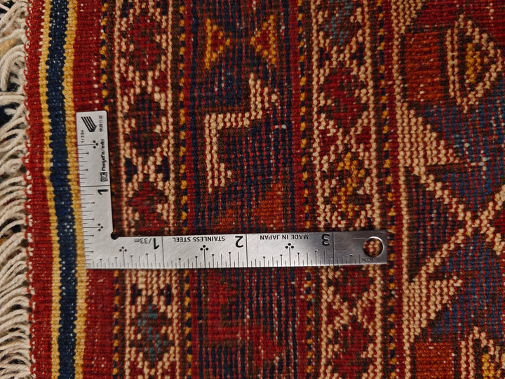 Navy &amp; Red Afshar Medallion Rug, Hand-Knotted Afghani Sherwan