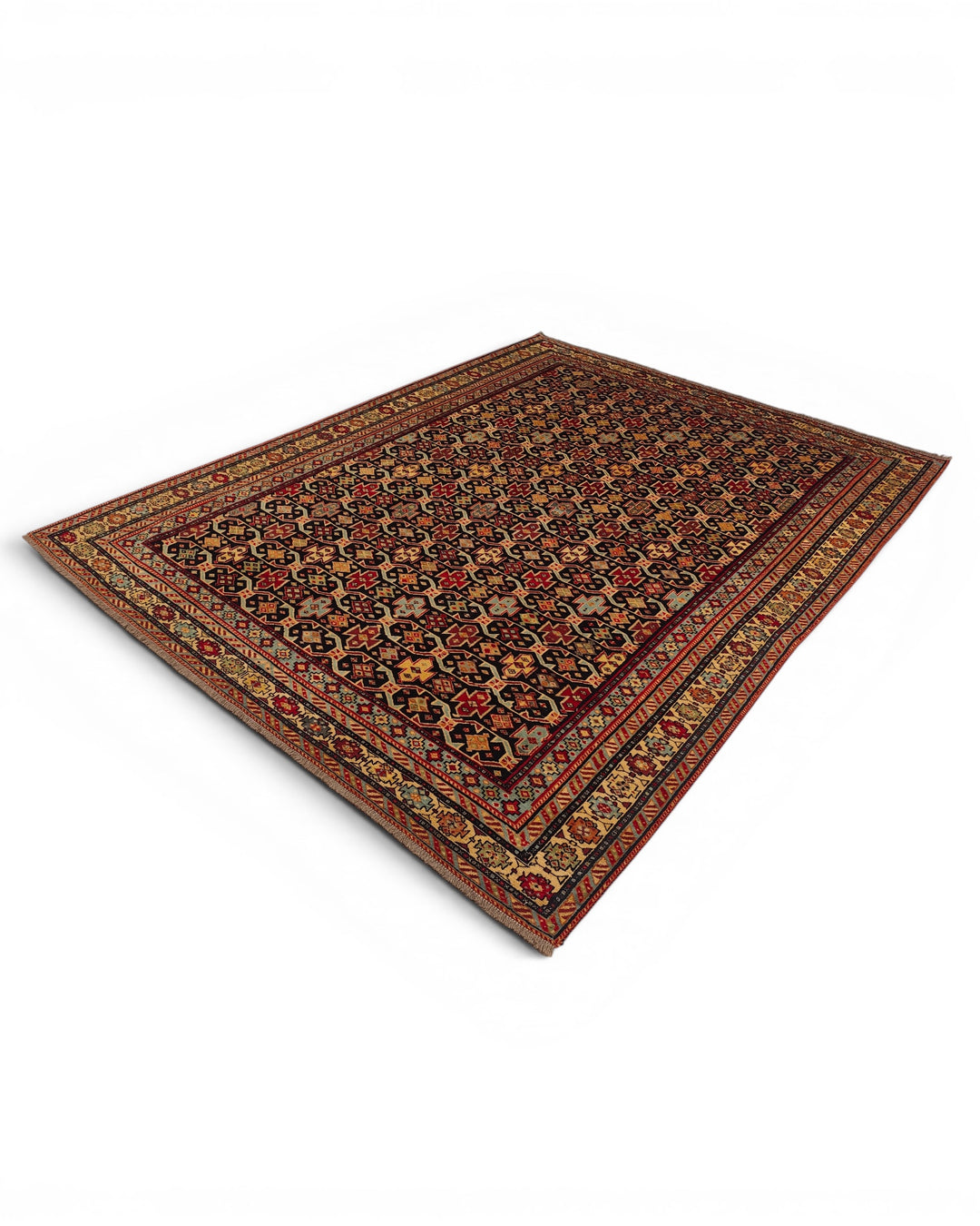 Red &amp; Indigo Chi-Chi Rug, Hand-Knotted Afghani Sherwan