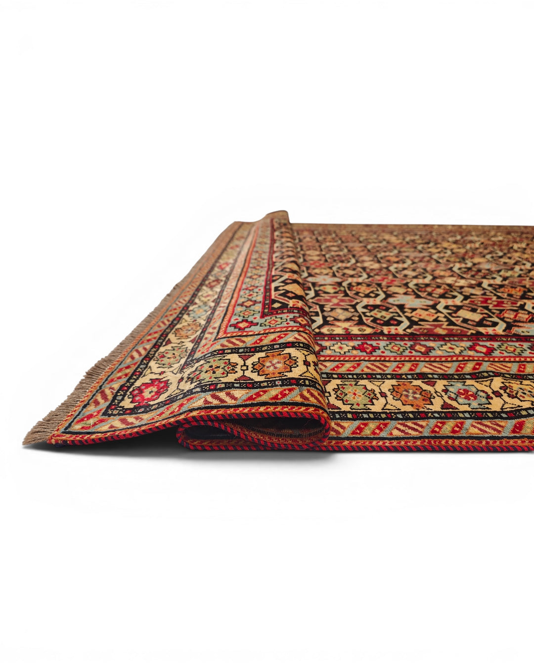 Red &amp; Indigo Chi-Chi Rug, Hand-Knotted Afghani Sherwan