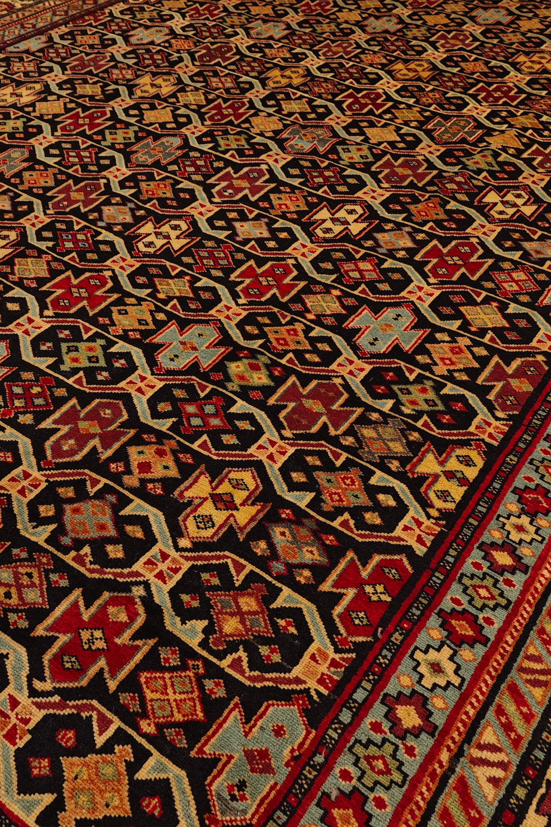 Red &amp; Indigo Chi-Chi Rug, Hand-Knotted Afghani Sherwan