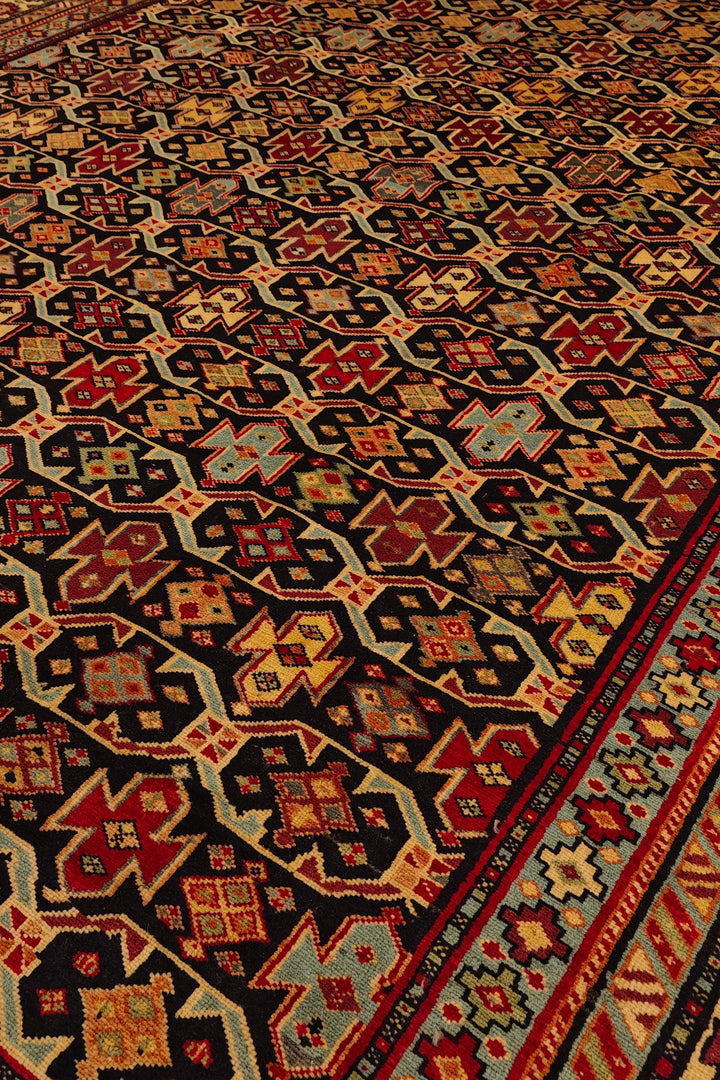 Red &amp; Indigo Chi-Chi Rug, Hand-Knotted Afghani Sherwan