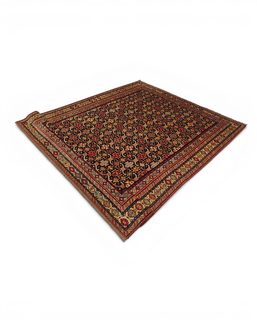 Red &amp; Indigo Chi-Chi Rug, Hand-Knotted Afghani Sherwan