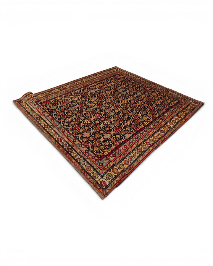 Red &amp; Indigo Chi-Chi Rug, Hand-Knotted Afghani Sherwan