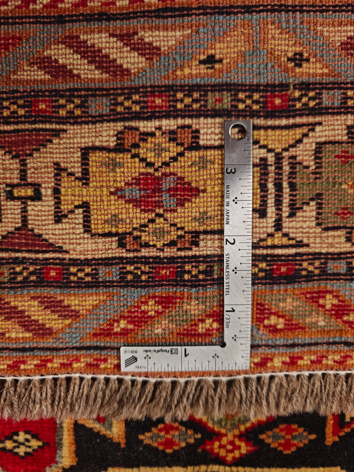 Red &amp; Indigo Chi-Chi Rug, Hand-Knotted Afghani Sherwan
