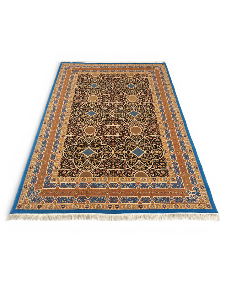 Lapis Arabesque Lattice, Hand-Knotted Pakistani Wool Rug