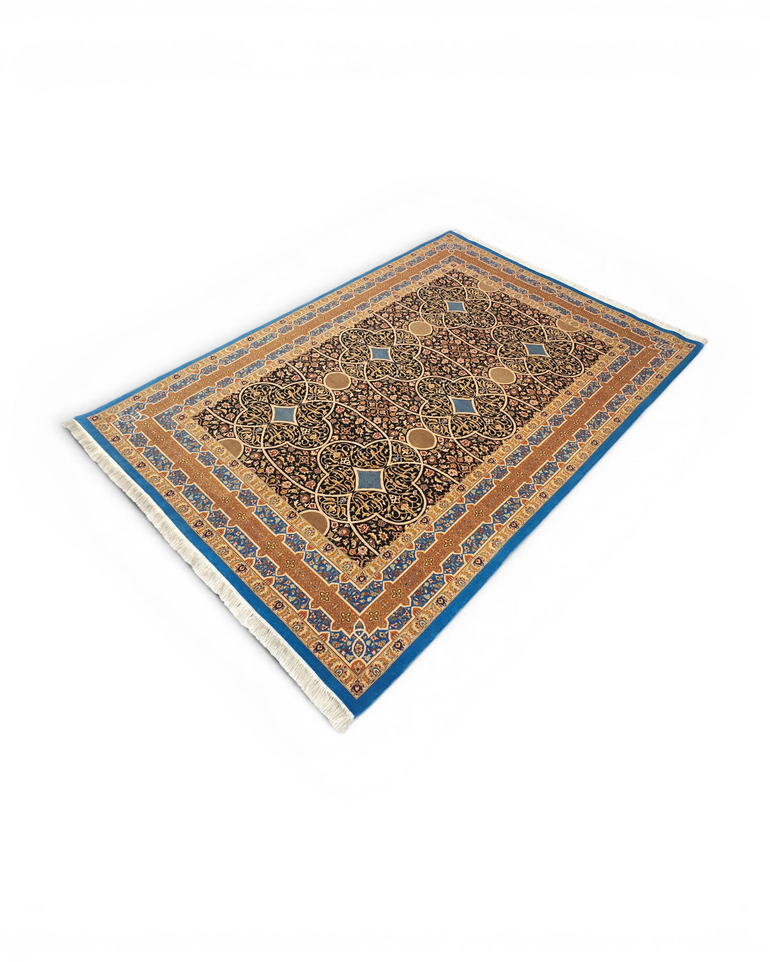 Lapis Arabesque Lattice, Hand-Knotted Pakistani Wool Rug
