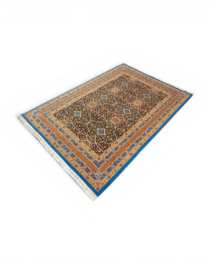 Lapis Arabesque Lattice, Hand-Knotted Pakistani Wool Rug