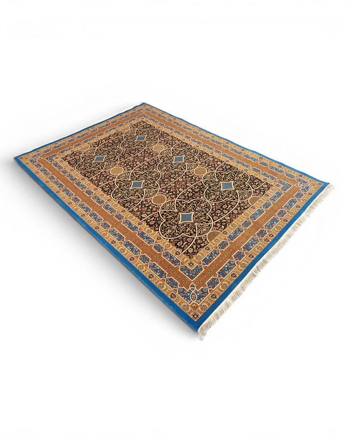 Lapis Arabesque Lattice, Hand-Knotted Pakistani Wool Rug