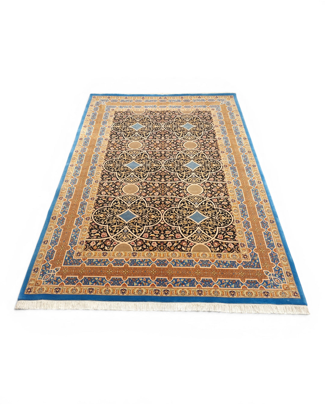 Lapis Arabesque Lattice, Hand-Knotted Pakistani Wool Rug