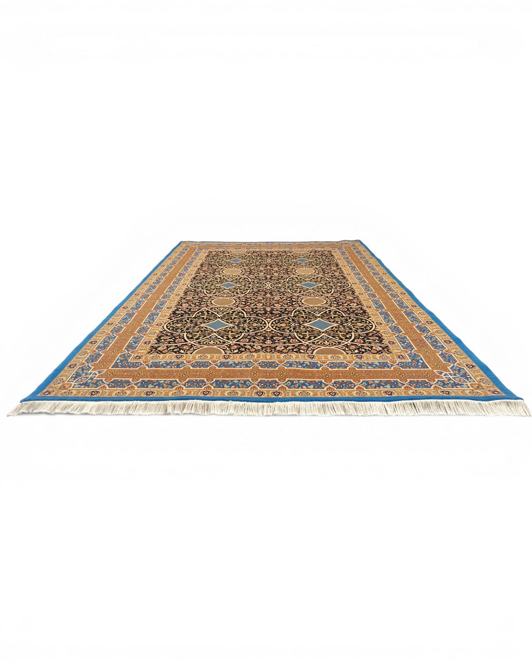 Lapis Arabesque Lattice, Hand-Knotted Pakistani Wool Rug