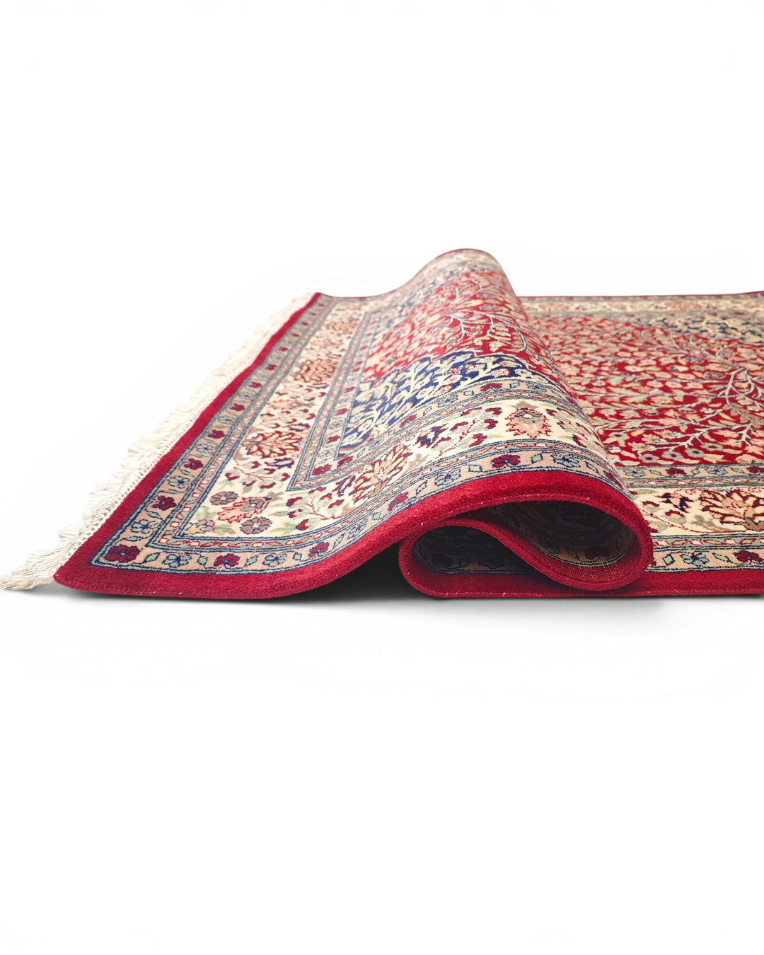 Crimson Medallion Tabriz, Hand-Knotted Pakistani Wool Rug