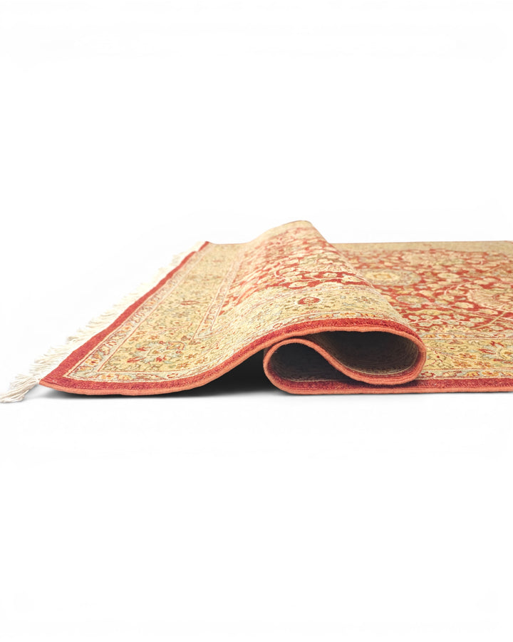 Pomegranate &amp; Gold Floral, Hand-Knotted Pakistani Wool Rug