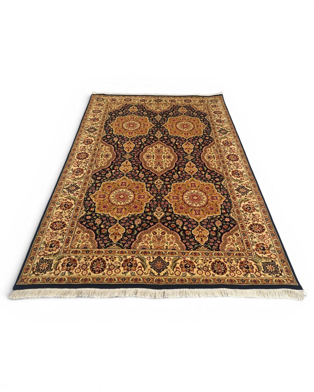 Gilded Star Medallion Tabriz, Hand-Knotted Pakistani Wool Rug
