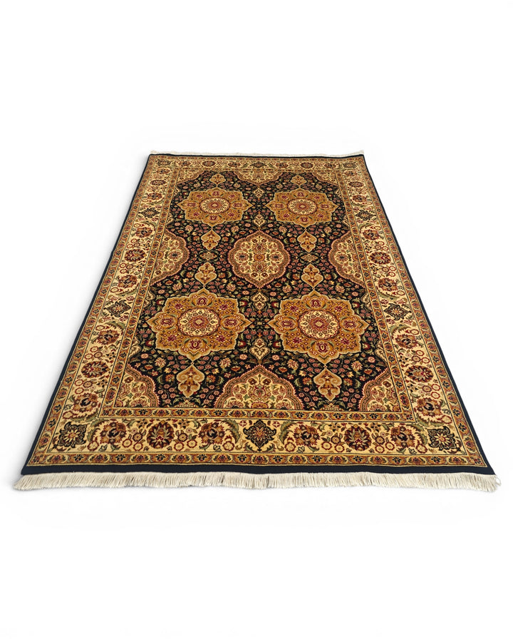 Gilded Star Medallion Tabriz, Hand-Knotted Pakistani Wool Rug