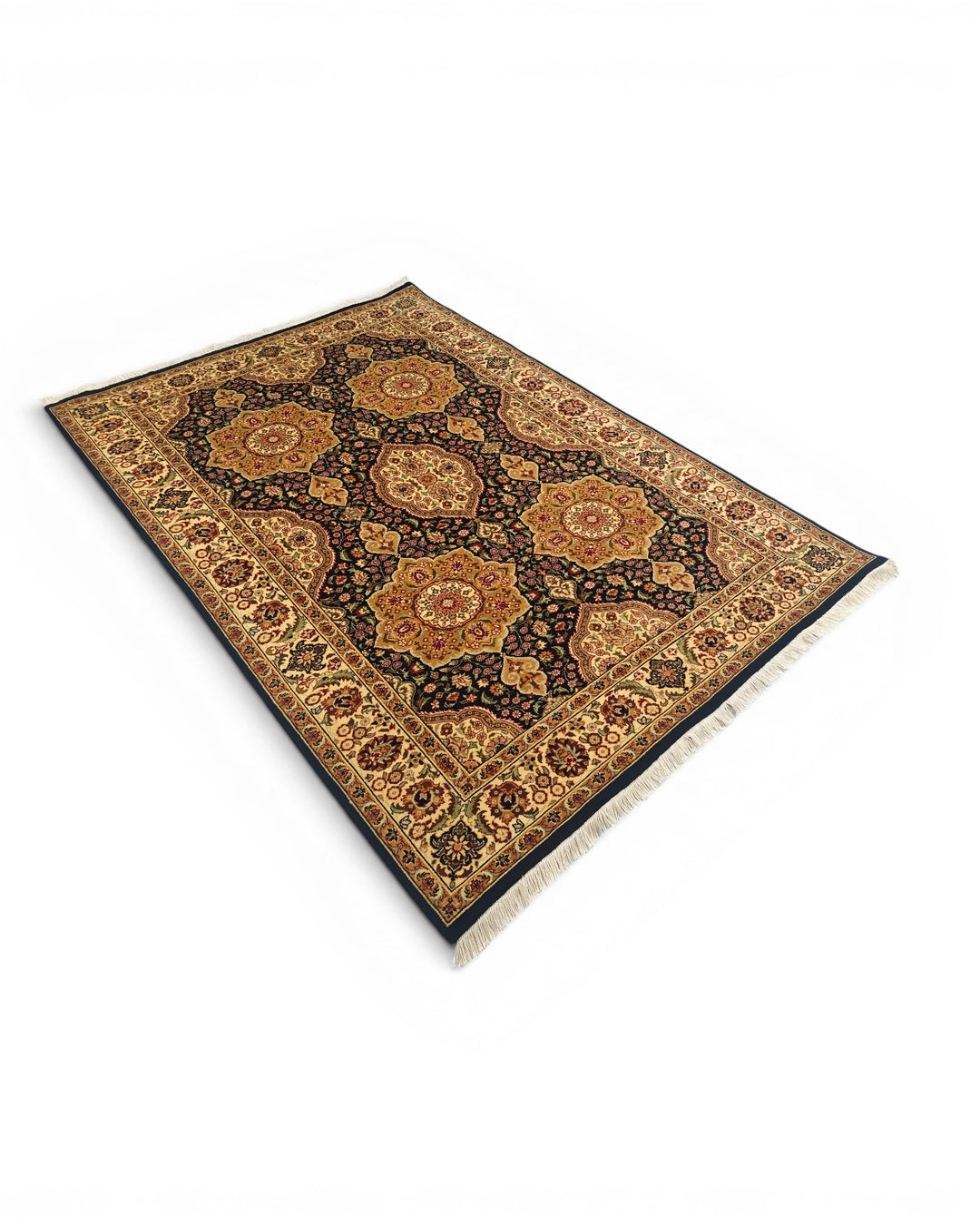 Gilded Star Medallion Tabriz, Hand-Knotted Pakistani Wool Rug