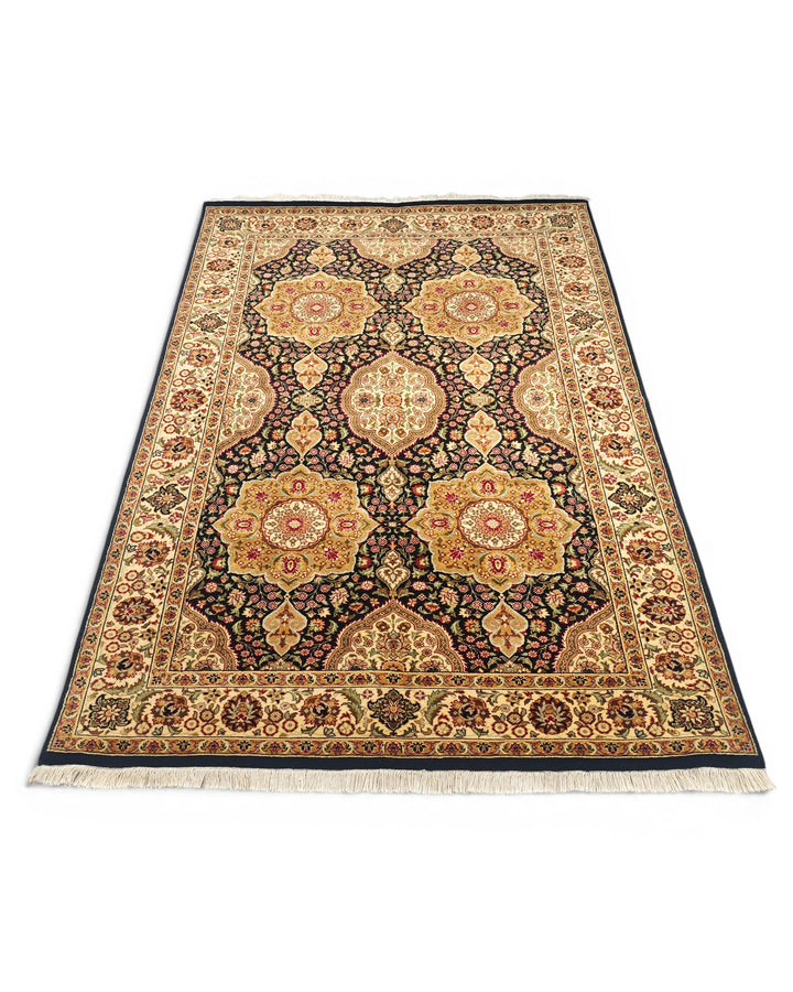 Gilded Star Medallion Tabriz, Hand-Knotted Pakistani Wool Rug