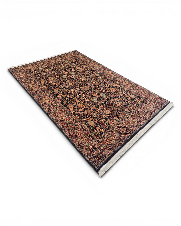 Midnight Garden Floral, Hand-Knotted Pakistani Wool Rug