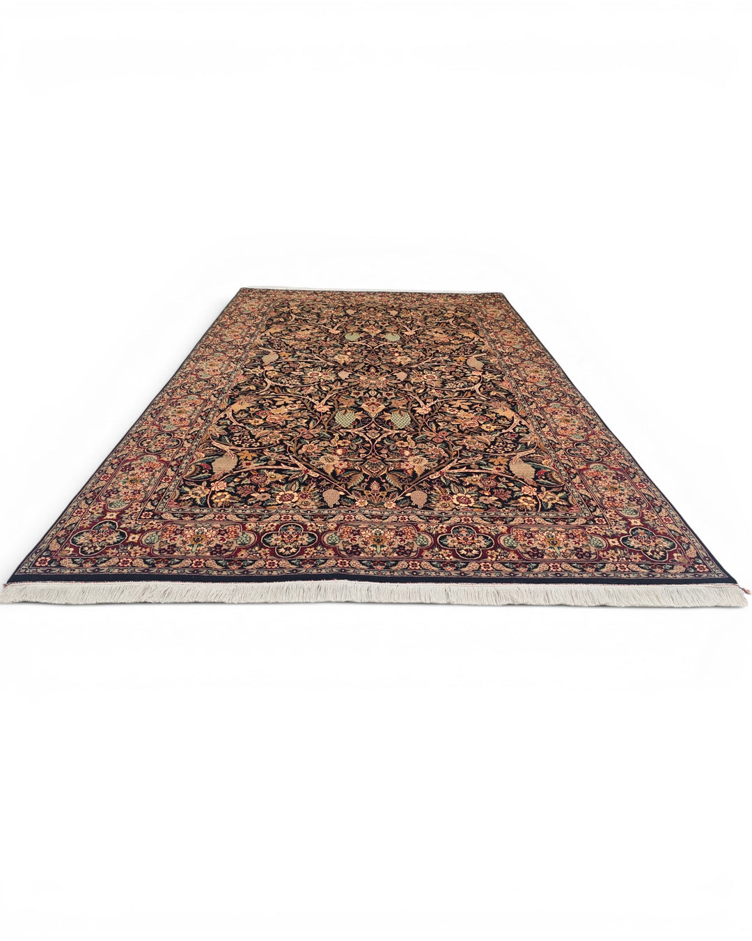 Midnight Garden Floral, Hand-Knotted Pakistani Wool Rug