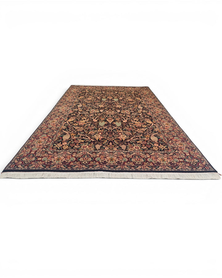 Midnight Garden Floral, Hand-Knotted Pakistani Wool Rug