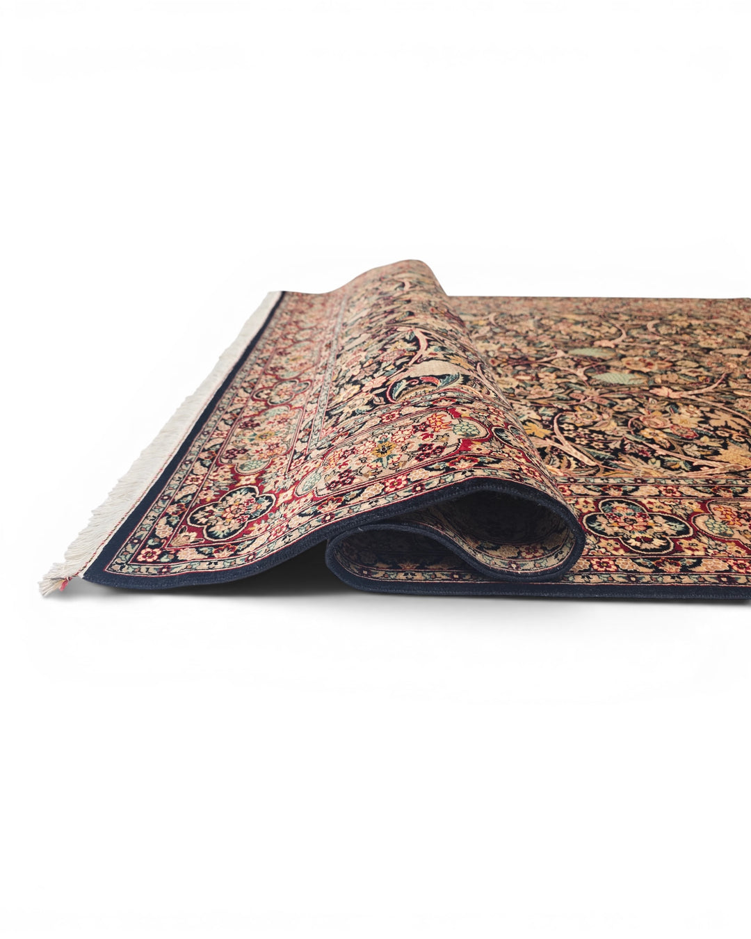 Midnight Garden Floral, Hand-Knotted Pakistani Wool Rug