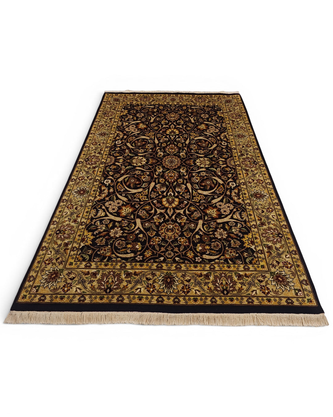 Midnight Vine All-Over Floral, Hand-Knotted Pakistani Wool Rug
