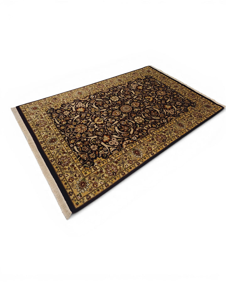 Midnight Vine All-Over Floral, Hand-Knotted Pakistani Wool Rug