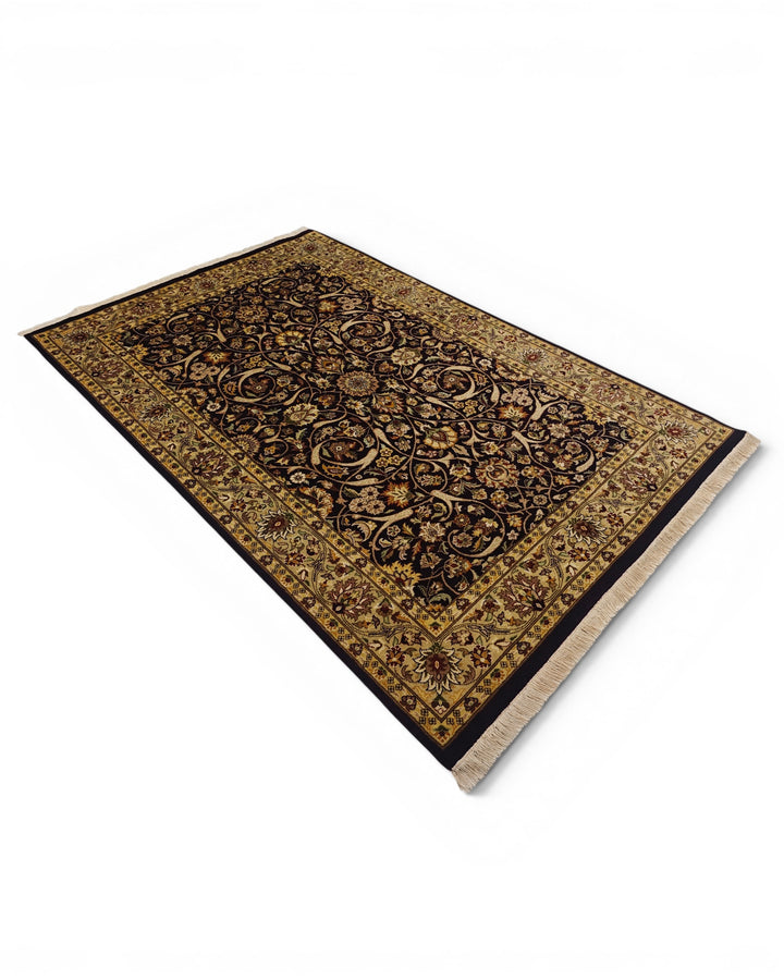 Midnight Vine All-Over Floral, Hand-Knotted Pakistani Wool Rug